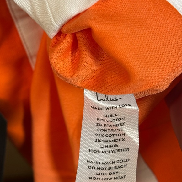 Lulus Orange White Cutout Bodycon Mini Dress Size L NWT - Picture 6 of 6